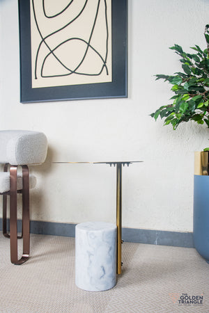 Fiorelle Marble & Metal Side Table - White