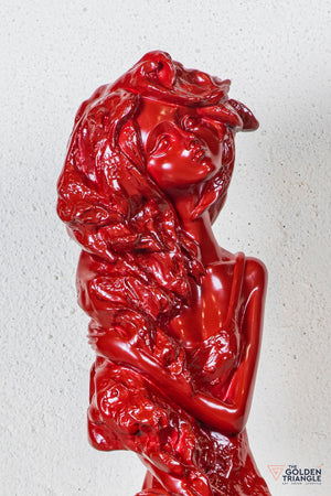 Dippy Sitting Girl Sculpture - Red