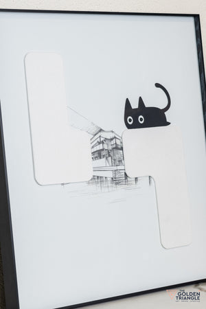 Cat Abstract 3D Wall Art Frame - D