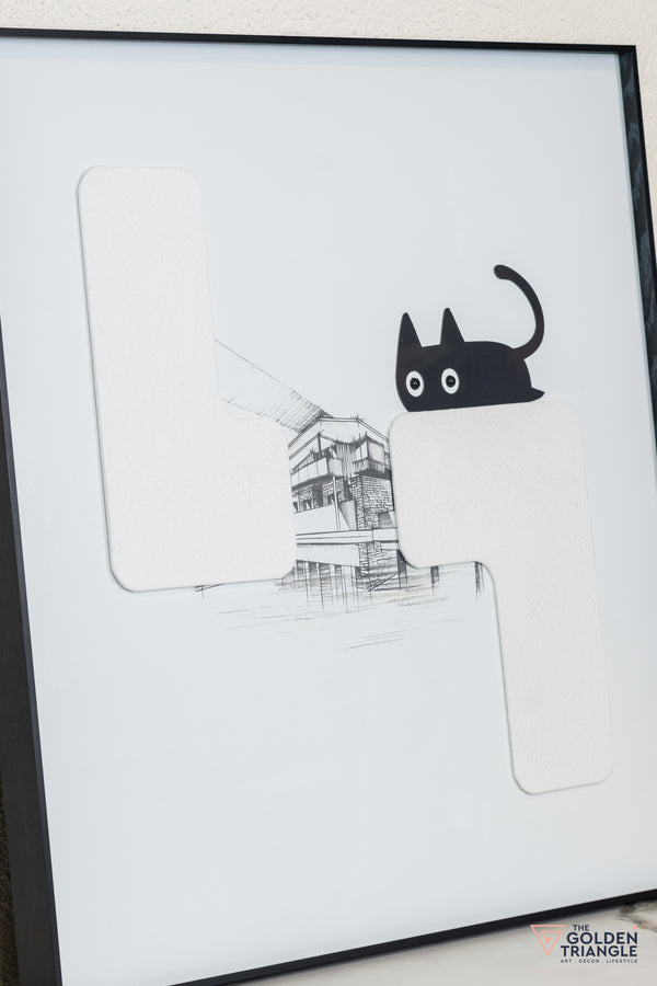 Cat Abstract 3D Wall Art Frame - D
