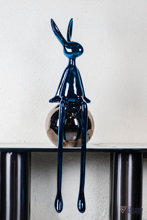 Mr.Fuzzle Sitting On Sphere - Blue