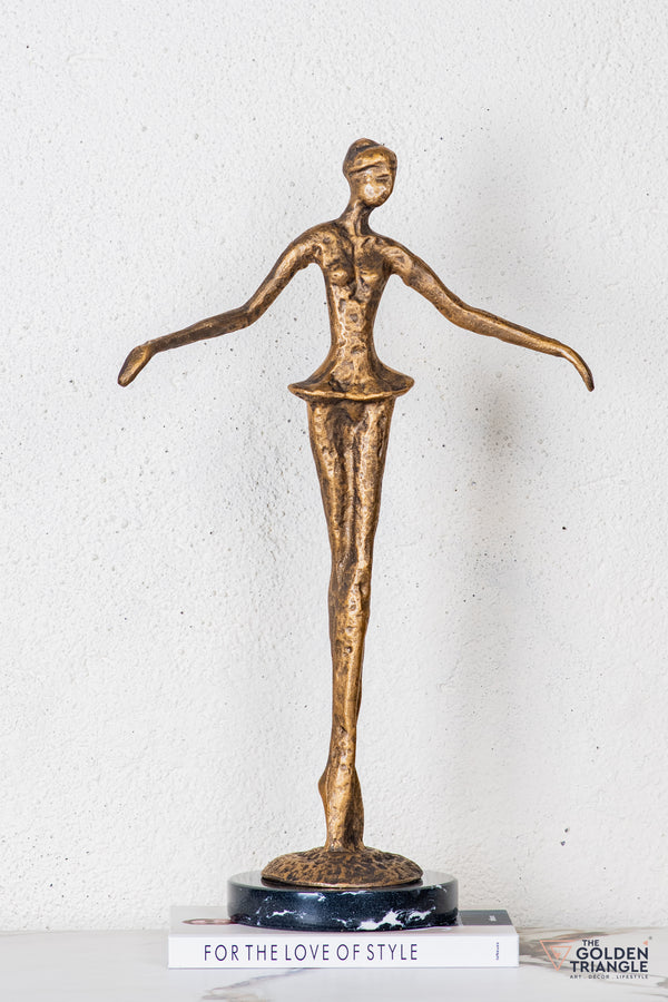 Ruvina Ballerina Sculpture - Antique Gold