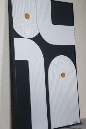 Textured Abstract 3D Wall Art Frame - Black