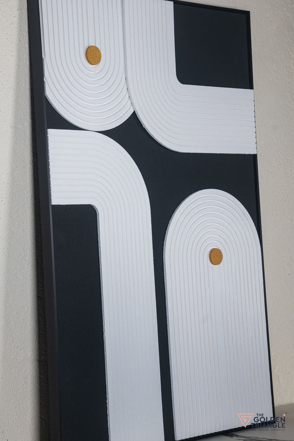 Textured Abstract 3D Wall Art Frame - Black