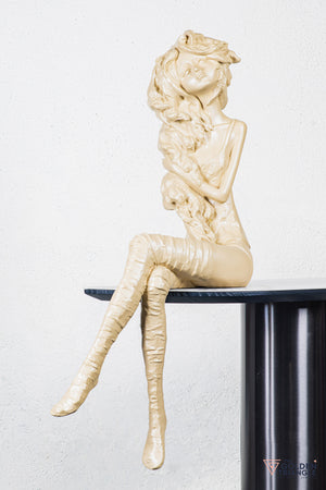 Dippy Sitting Girl Sculpture - Beige
