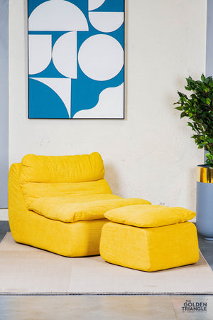 Odette Accent Chair With Footrest - Yellow