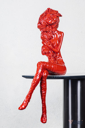 Dippy Sitting Girl Sculpture - Red