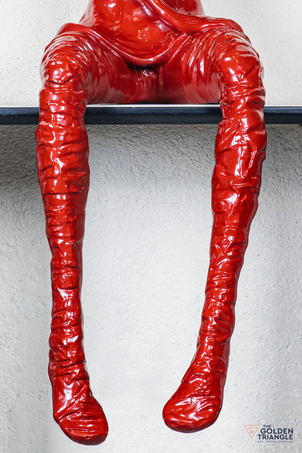 Moxie Sitting Girl Sculpture  - Red