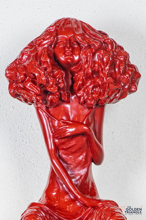 Moxie Sitting Girl Sculpture  - Red