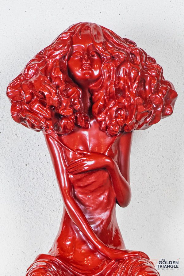 Moxie Sitting Girl Sculpture  - Red