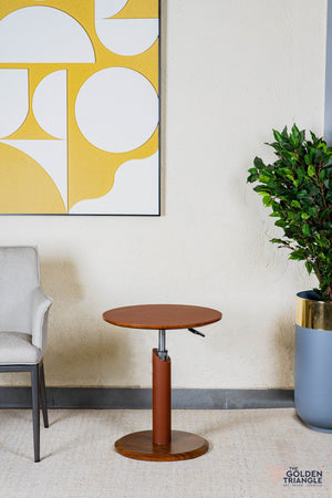 Aristo Adjustable Side Table with Wheels - Tan