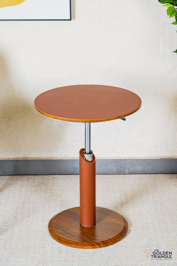 Aristo Adjustable Side Table with Wheels - Tan