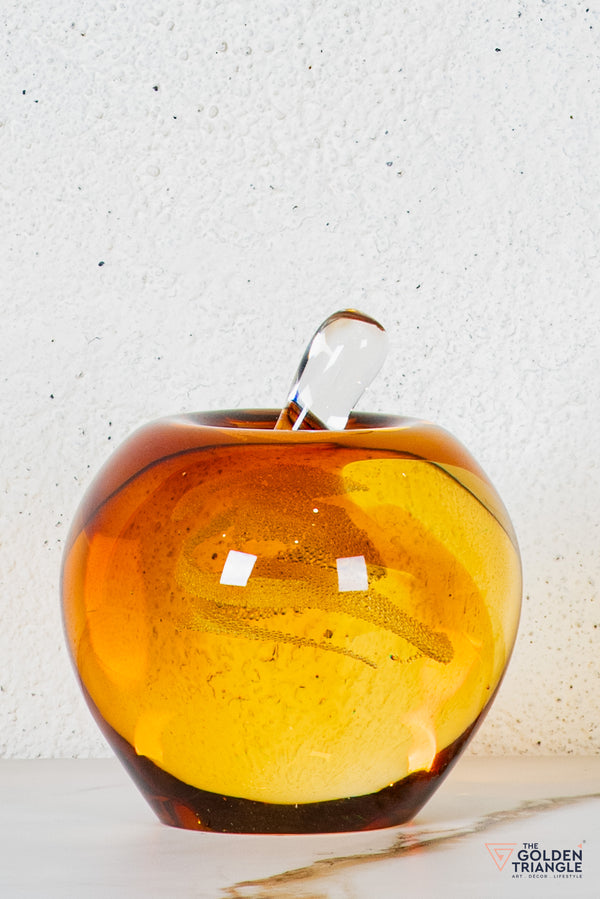Rovar Crystal Apple Sculpture - Yellow