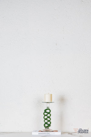 Solara Glass Candle Stand - Green