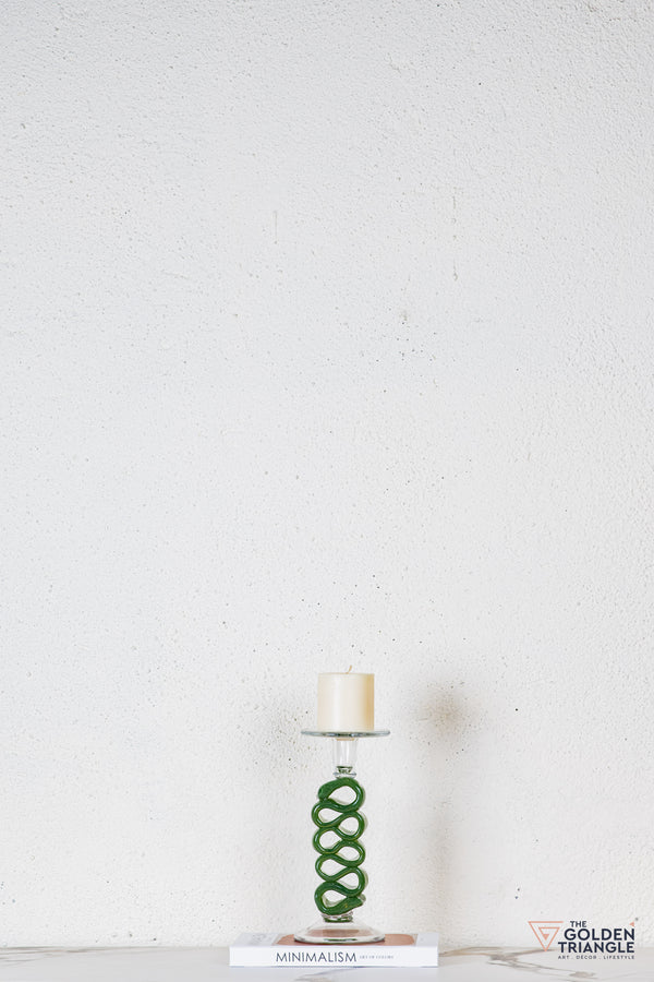 Solara Glass Candle Stand - Green