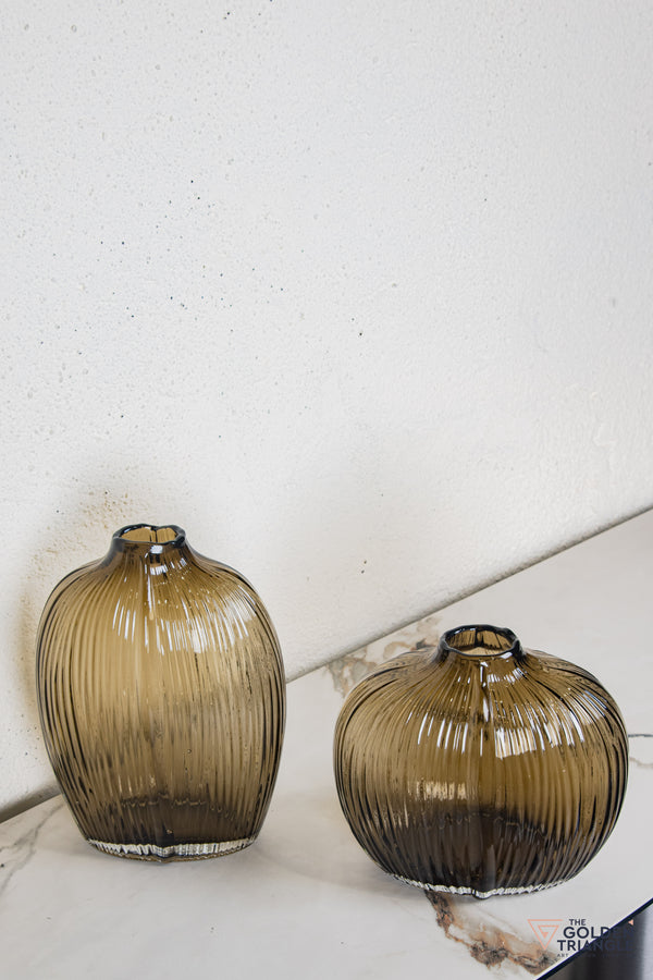 Glacia Glass Vase - Brown