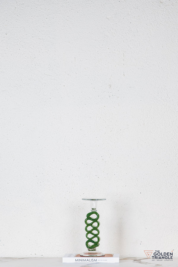 Solara Glass Candle Stand - Green