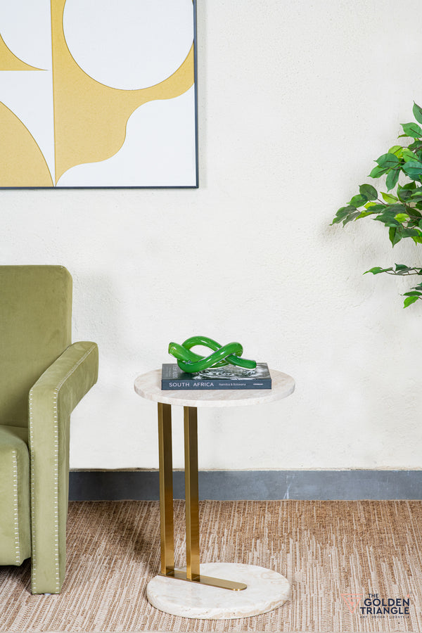 Velato Travertine Side Table