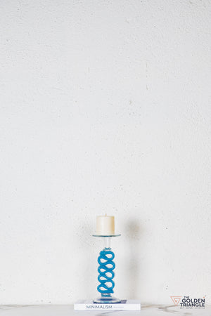 Solara Glass Candle Stand - Blue