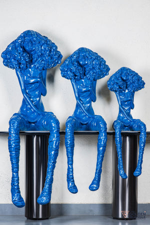 Moxie Sitting Girl Sculpture  - Blue
