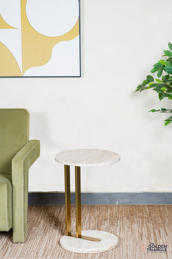 Velato Travertine Side Table