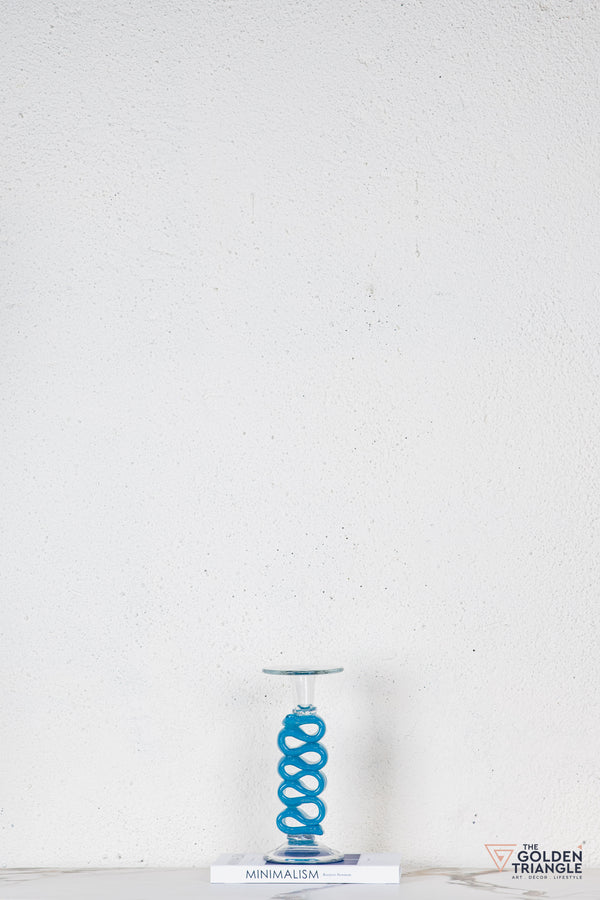 Solara Glass Candle Stand - Blue