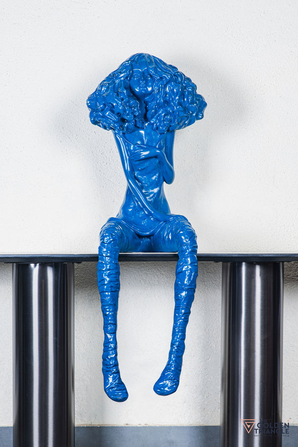 Moxie Sitting Girl Sculpture  - Blue