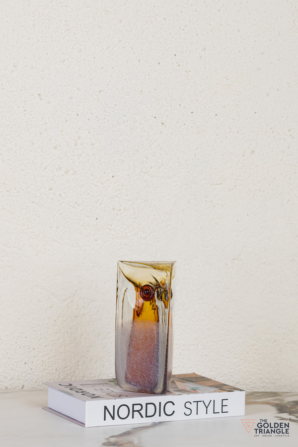 Owlenne Glass Sculpture - Amber
