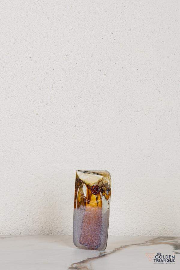 Owlenne Glass Sculpture - Amber
