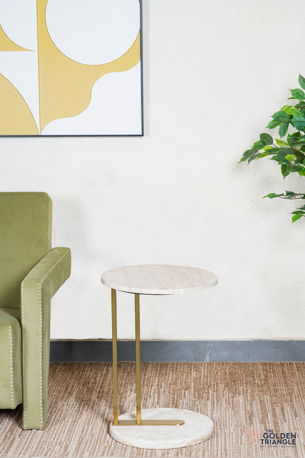 Velato Travertine Side Table