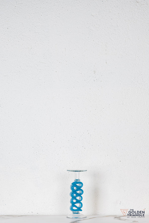 Solara Glass Candle Stand - Blue
