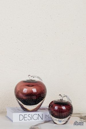 Fiore Apple Crystal Sculpture - Wine