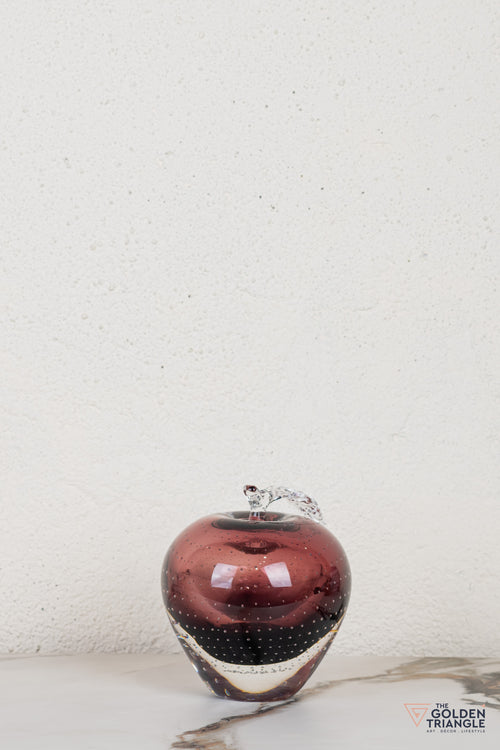 Fiore Apple Crystal Sculpture - Wine