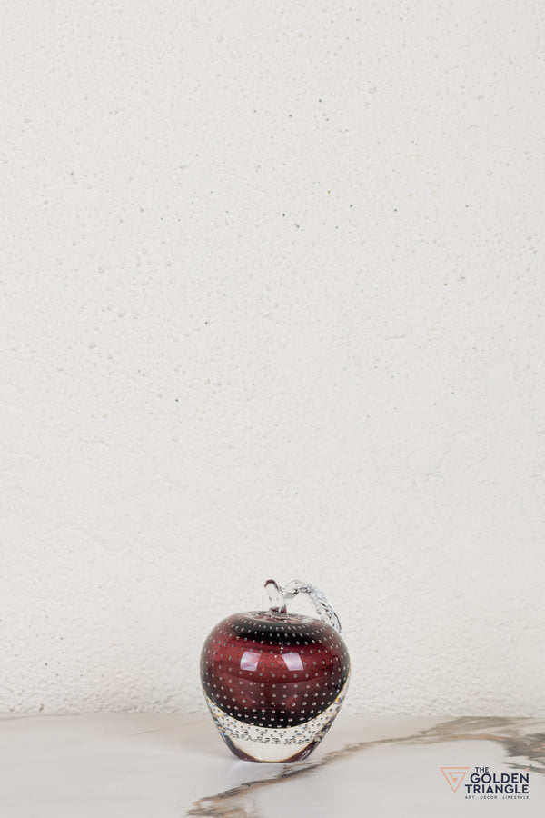 Fiore Apple Crystal Sculpture - Wine
