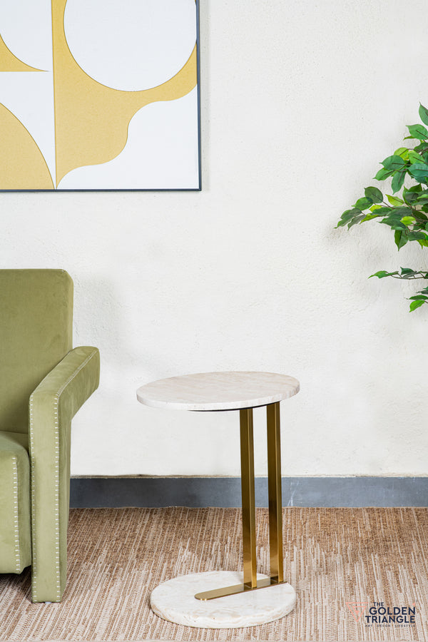 Velato Travertine Side Table
