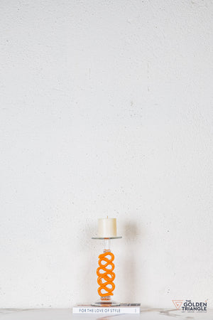 Solara Glass Candle Stand - Orange