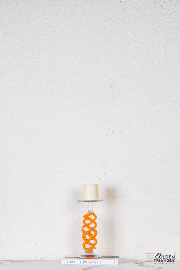 Solara Glass Candle Stand - Orange