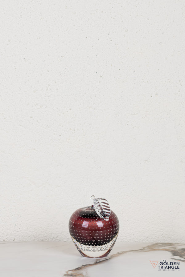 Fiore Apple Crystal Sculpture - Wine