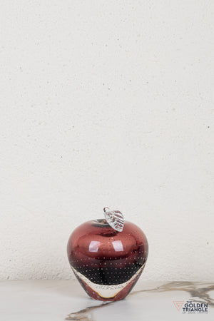 Fiore Apple Crystal Sculpture - Wine