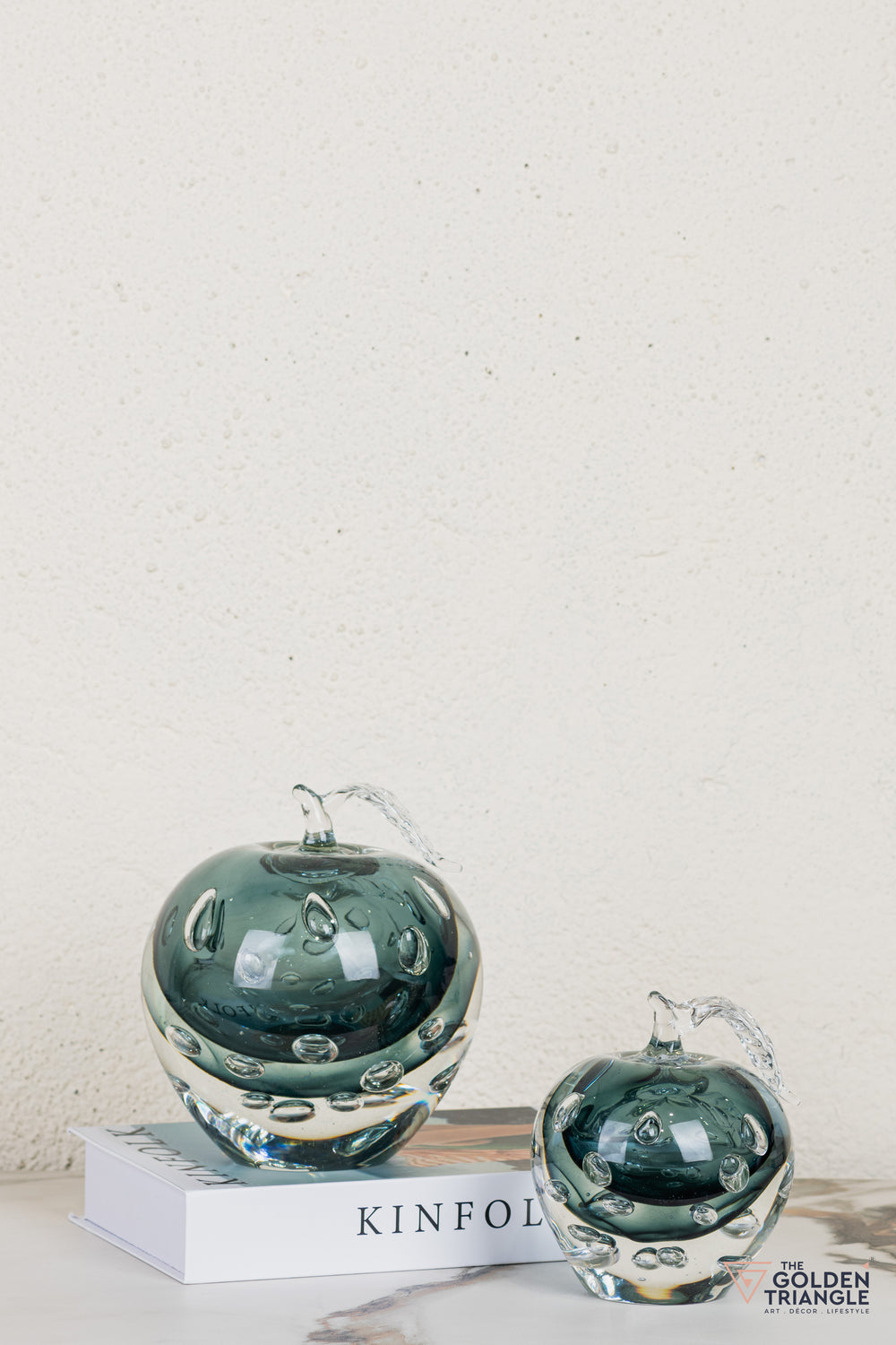 Fiore Apple Crystal Sculpture - Smoke