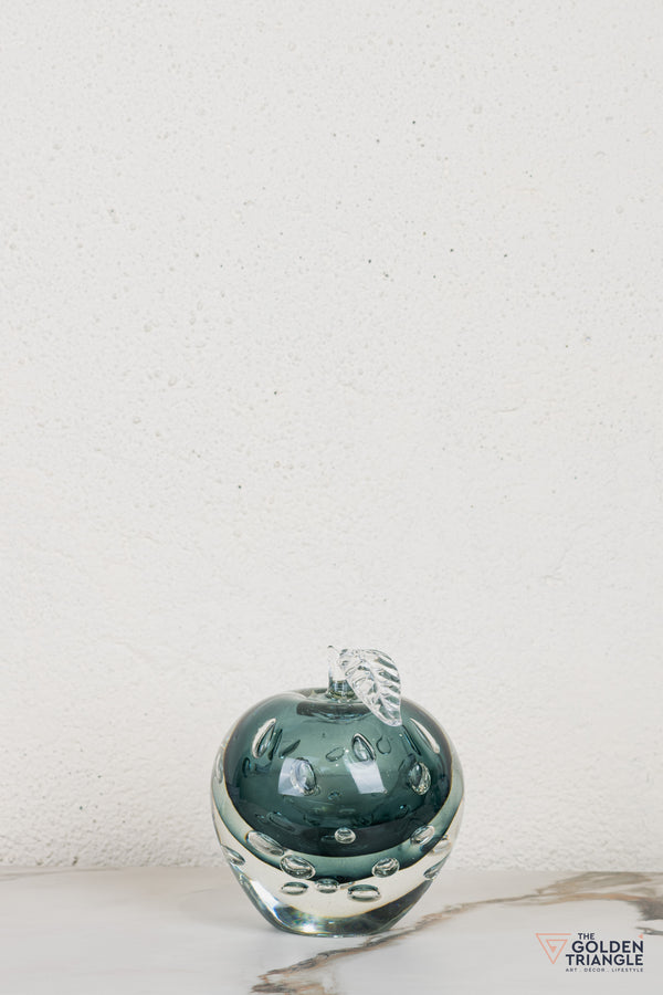 Fiore Apple Crystal Sculpture - Smoke