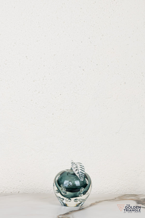 Fiore Apple Crystal Sculpture - Smoke