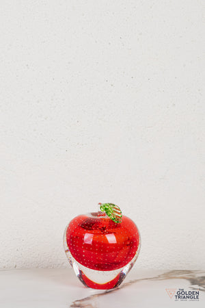 Fiore Apple Crystal Sculpture - Red