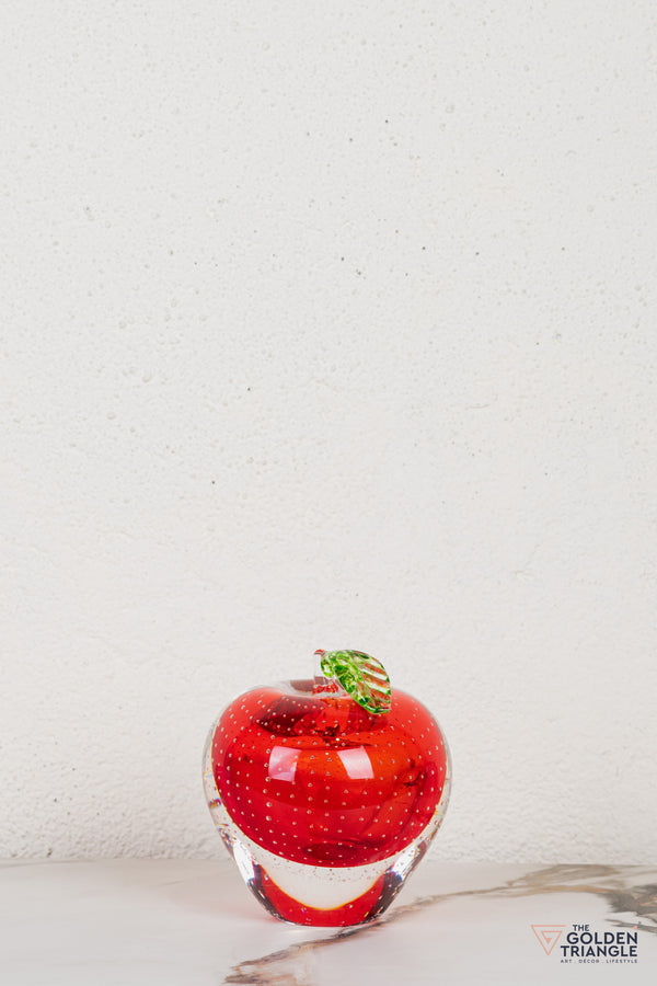 Fiore Apple Crystal Sculpture - Red