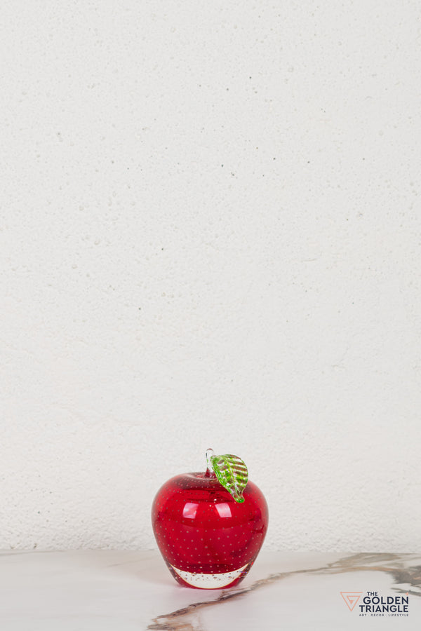 Fiore Apple Crystal Sculpture - Red