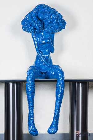 Moxie Sitting Girl Sculpture  - Blue
