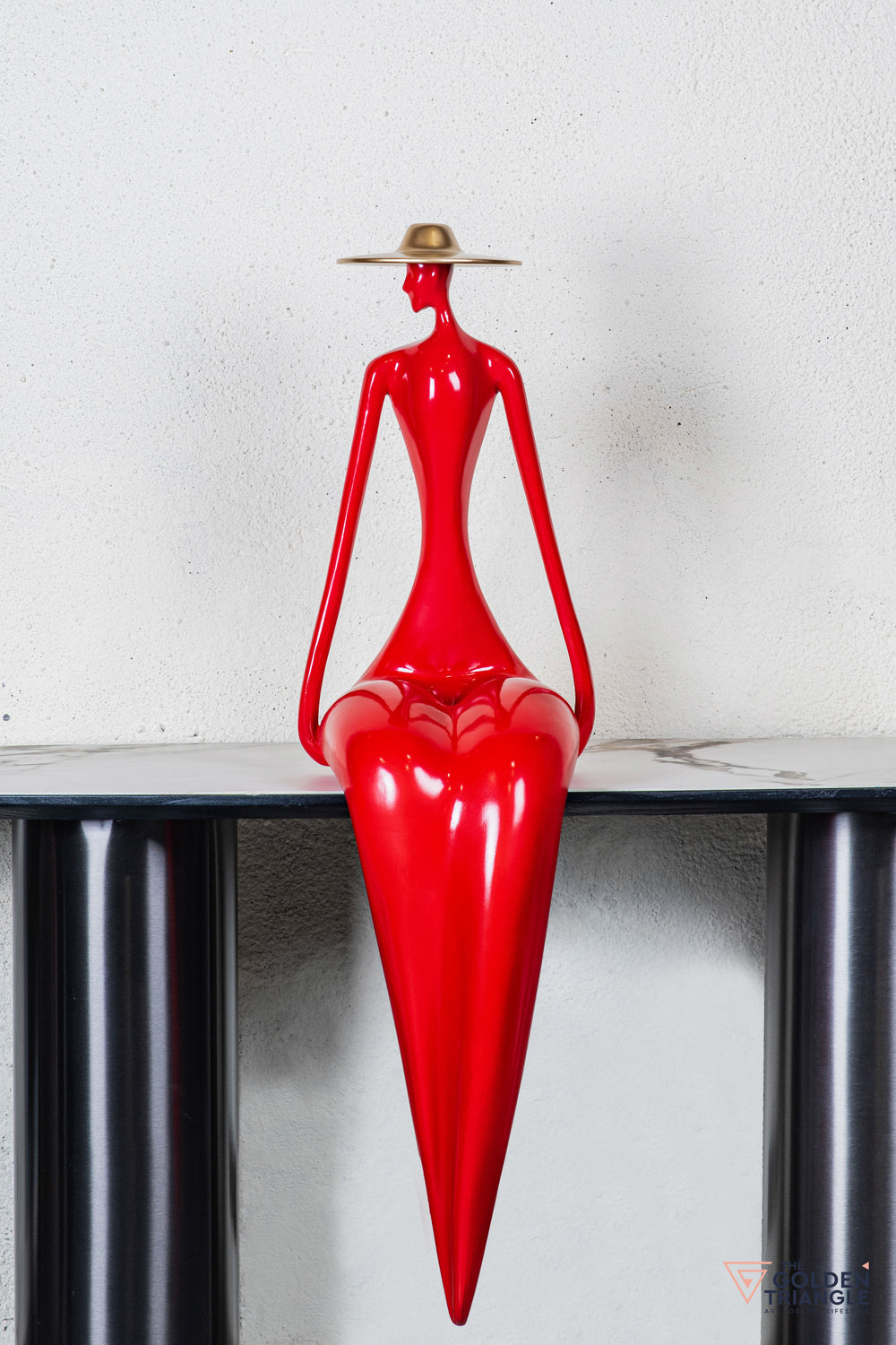 Amora Sitting Lady Sculpture - Red