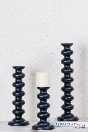 Savoy Wooden Candle Stand - Black