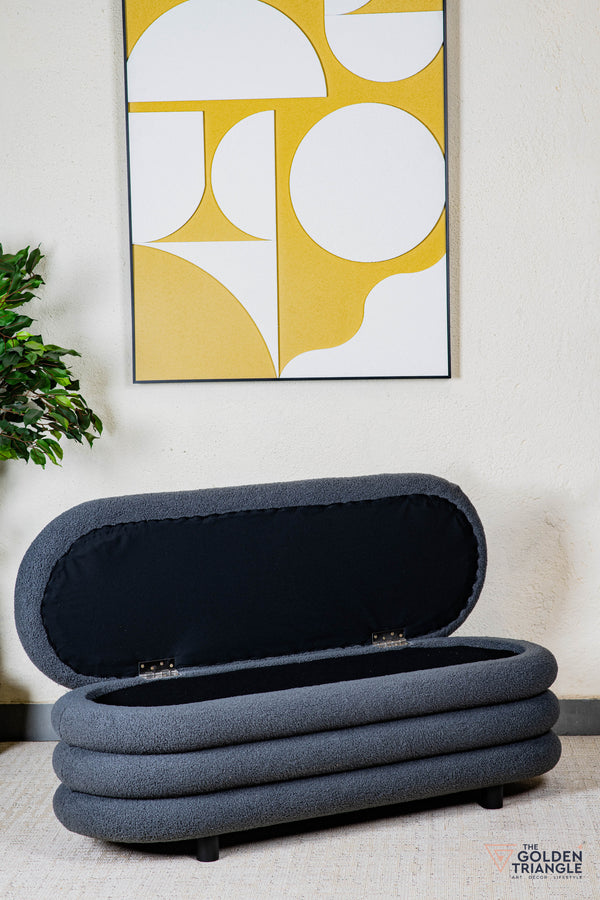 Astoria Boucle Storage Bench - Gray