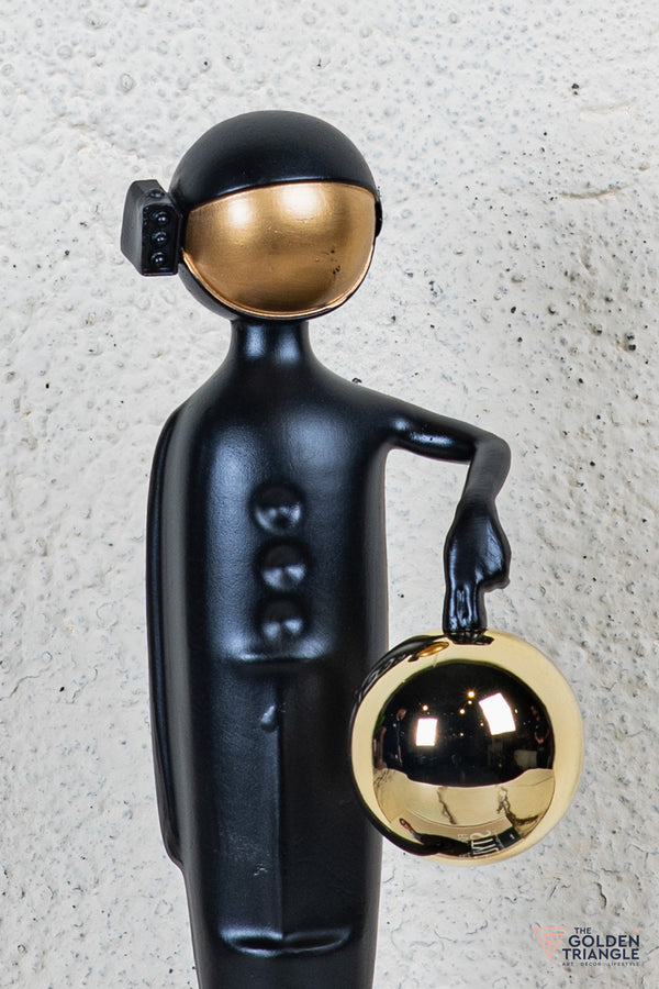 Nifty Man Holding Ball Tabletop Decor  - Black
